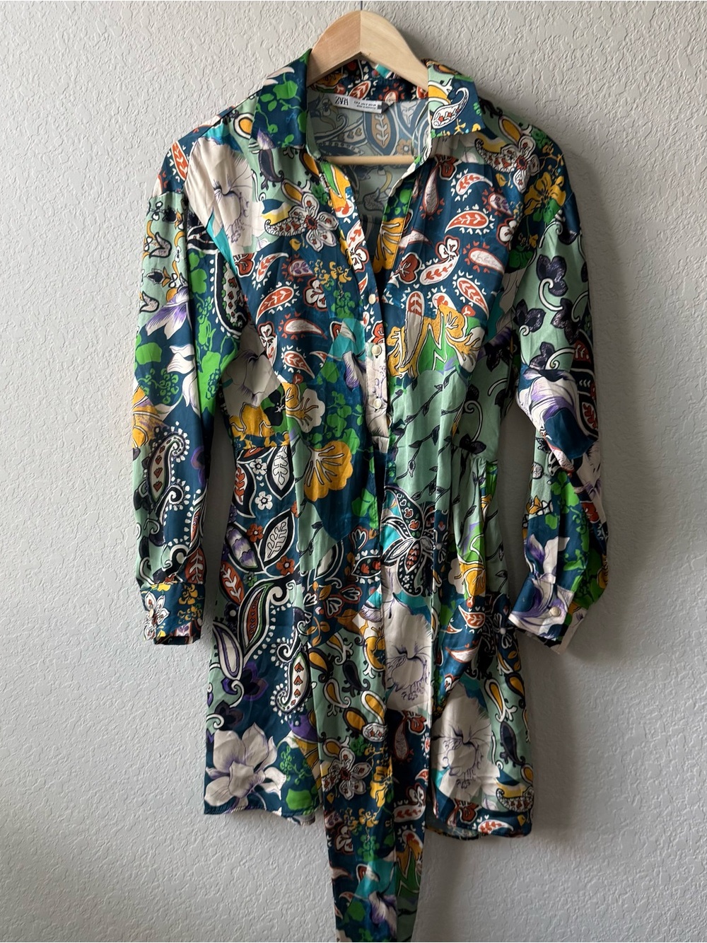 Zara Patchwork Print Satin Effect Dress